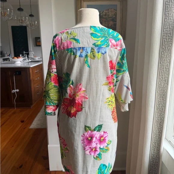 Derhy Floral Striped Dress with Ruffle Sleeves - Picture 4 of 7